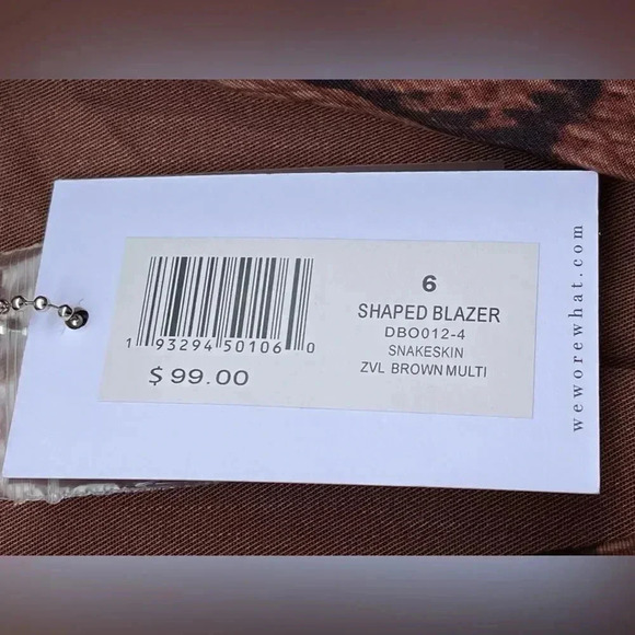 WEWOREWHAT SHAPED LONG BLAZER IN BROWN SNAKESKIN SZ 6 - Picture 11 of 16